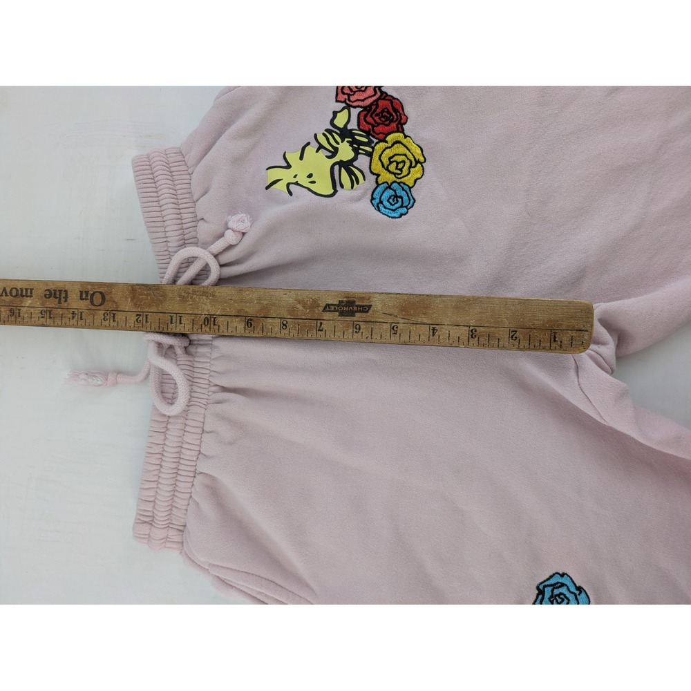 Peanuts Snoopy Woodstock Sweatpants Womens Small Pink Embroidered Graphic Jogger - Picture 7 of 11